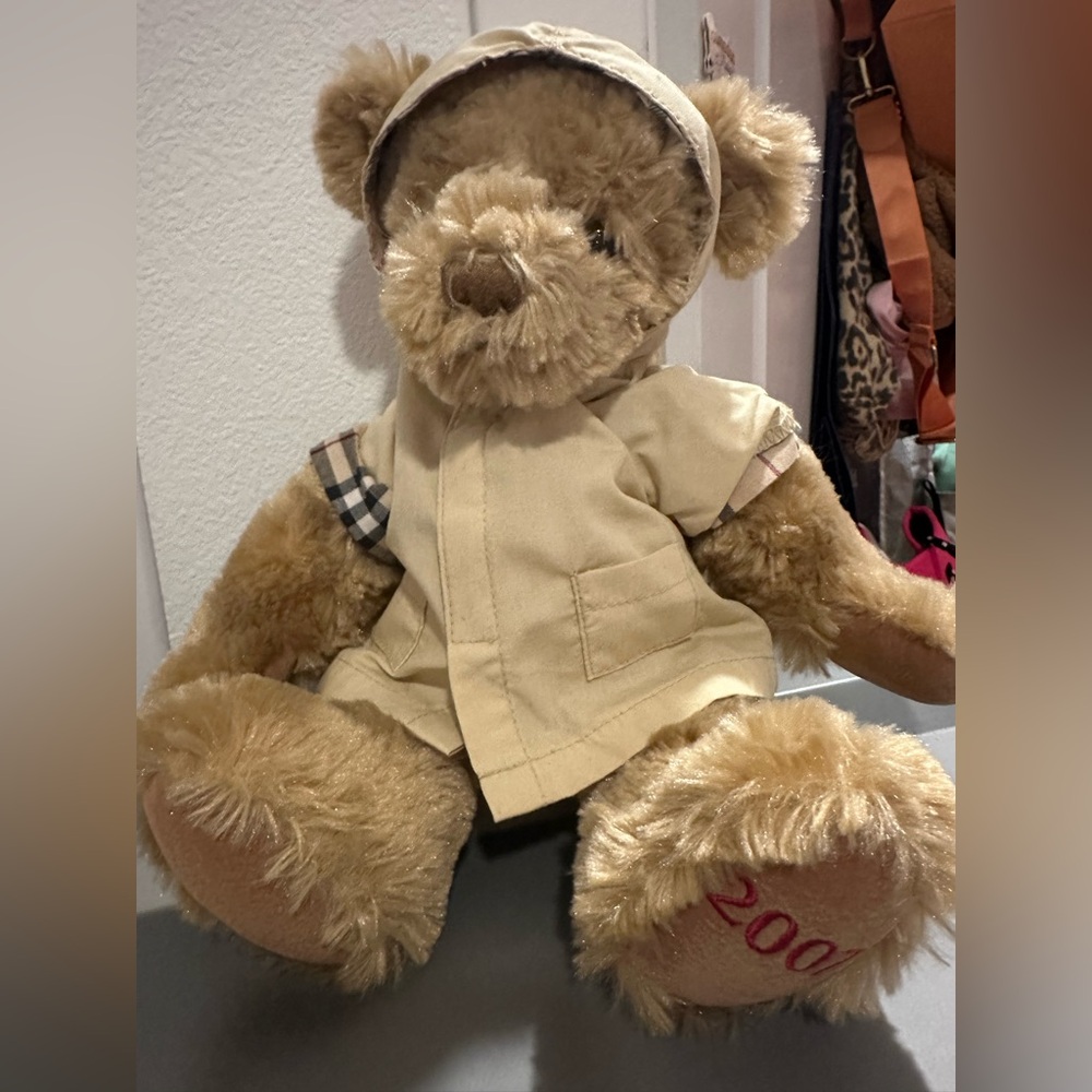 Burberry Tan Plush Bear in Beige Trench Coat